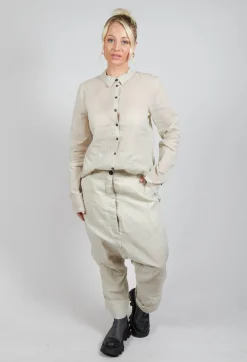 Creased Effect Trousers in Eraser Stiff