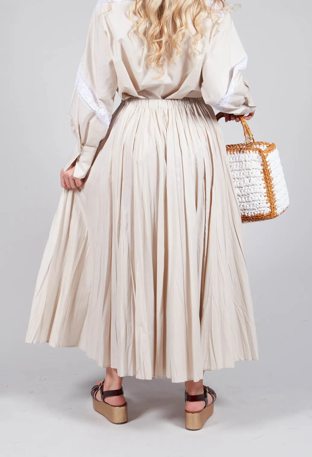 Creased Poplin Skirt in Dune