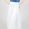 Creased Poplin Skirt in White