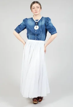 Creased Poplin Skirt in White