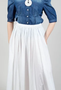 Creased Poplin Skirt in White