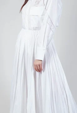 Creased Poplin Skirt in White