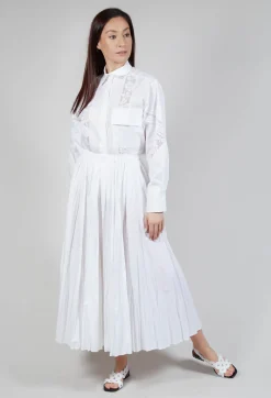 Creased Poplin Skirt in White