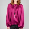 Crepe Shirt in Metallic Pink