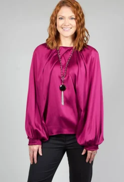 Crepe Shirt in Metallic Pink