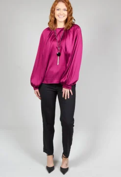 Crepe Shirt in Metallic Pink