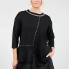 Crew Neck Jumper with Netting Detail in Black