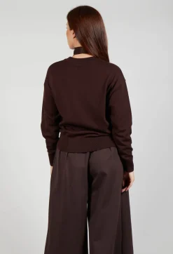 Crew Neck Jumper with Tie Neck in Java