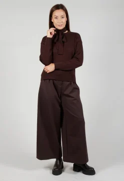 Crew Neck Jumper with Tie Neck in Java