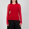 Crew Neck Mesh Top in Marlboro