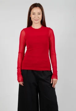 Crew Neck Mesh Top in Marlboro