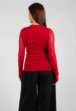 Crew Neck Mesh Top in Marlboro