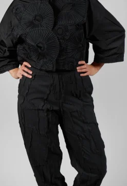 Crinkle Effect Trouser in Black