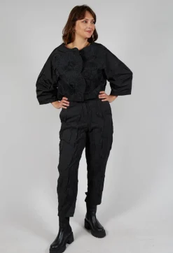 Crinkle Effect Trouser in Black