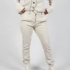 Crinkle Effect Trousers in Bone Mel