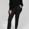 Crinkle Effect Trousers in Black Mel