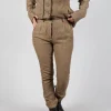 Crinkle Effect Trousers in Camel Mel