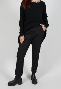 Crinkle Effect Trousers in Black Mel