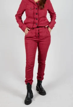 Crinkle Effect Trousers in Sunset Mel