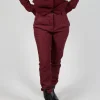 Crinkle Effect Trousers in Merlot Mel
