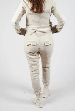 Crinkle Effect Trousers in Bone Mel