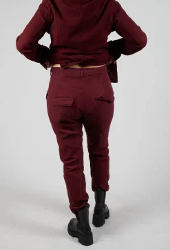 Crinkle Effect Trousers in Merlot Mel