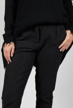 Crinkle Effect Trousers in Black Mel