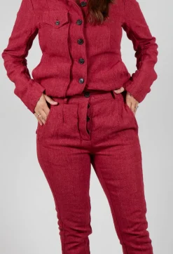 Crinkle Effect Trousers in Sunset Mel