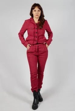 Crinkle Effect Trousers in Sunset Mel