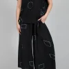 Crinkle Geometric Trousers in Black