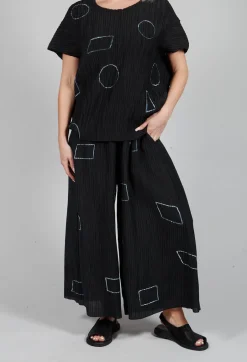 Crinkle Geometric Trousers in Black