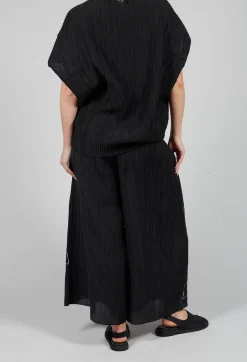 Crinkle Geometric Trousers in Black