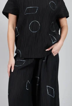 Crinkle Geometric Trousers in Black