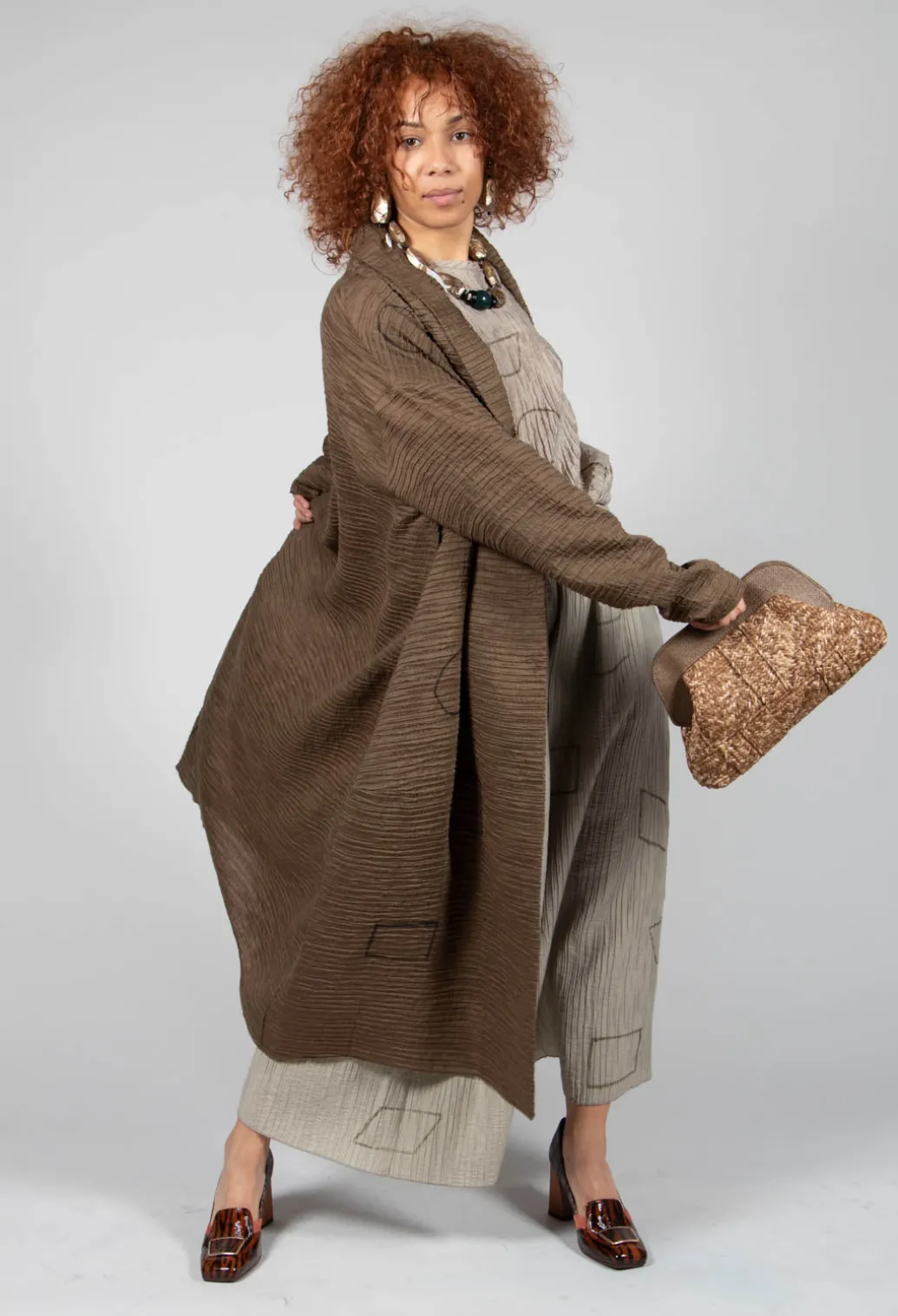 Crinkle Geometric Trousers in Euca
