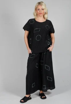Crinkle Geometric Trousers in Black