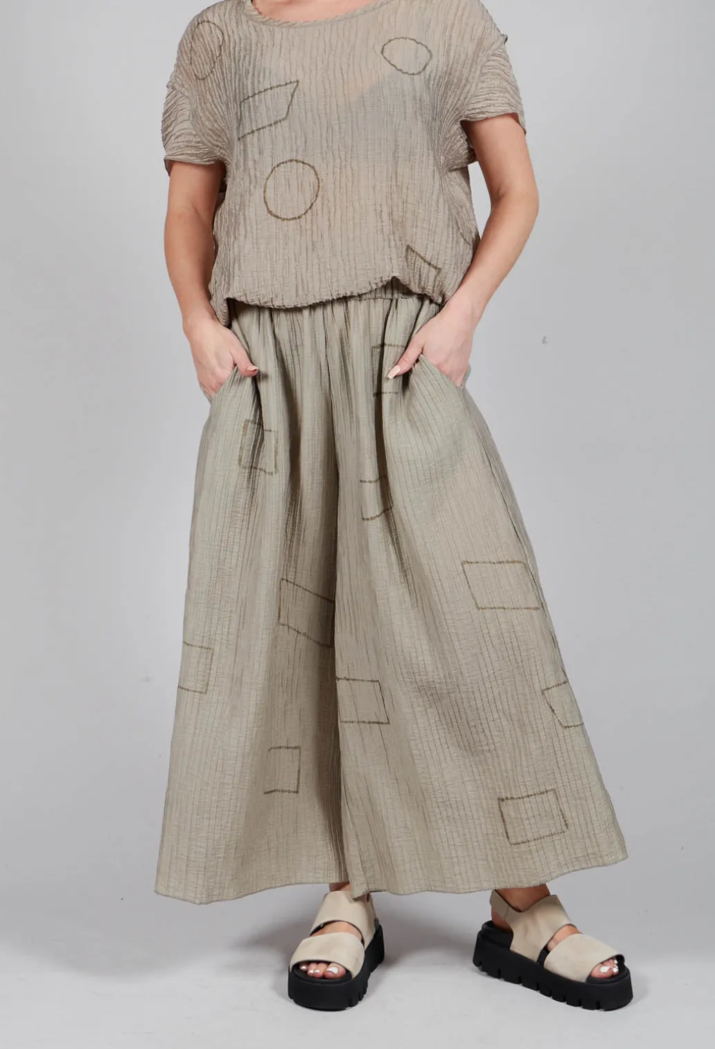 Crinkle Geometric Trousers in Euca