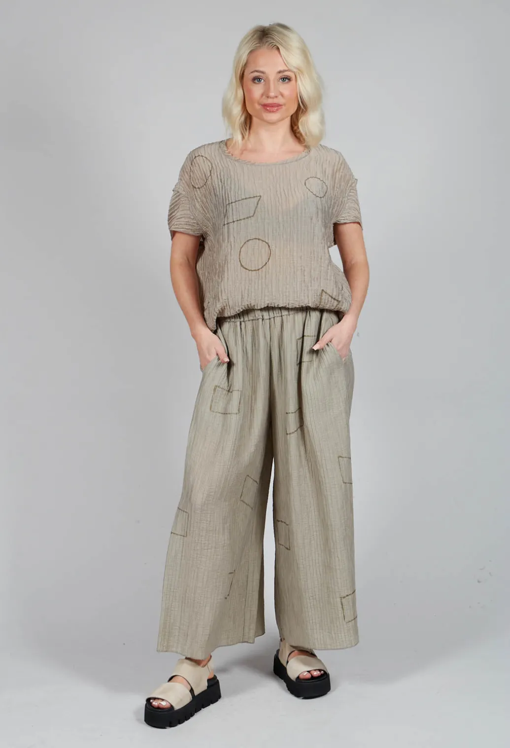 Crinkle Geometric Trousers in Euca