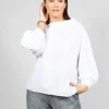 Crinkle Top with Contrasting Sleeves in White