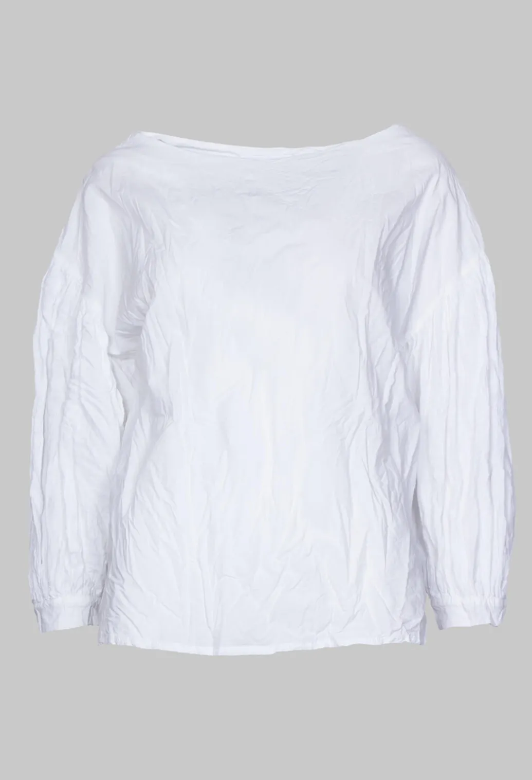 Crinkle Top with Contrasting Sleeves in White
