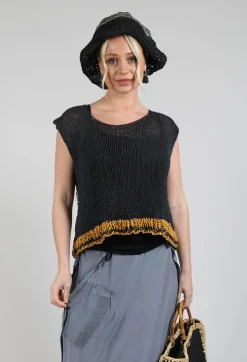 Crocheted Vest in Original Black