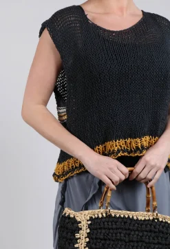 Crocheted Vest in Original Black