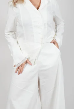 Cropped Balloon Trousers in Offwhite
