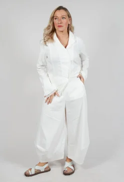Cropped Balloon Trousers in Offwhite