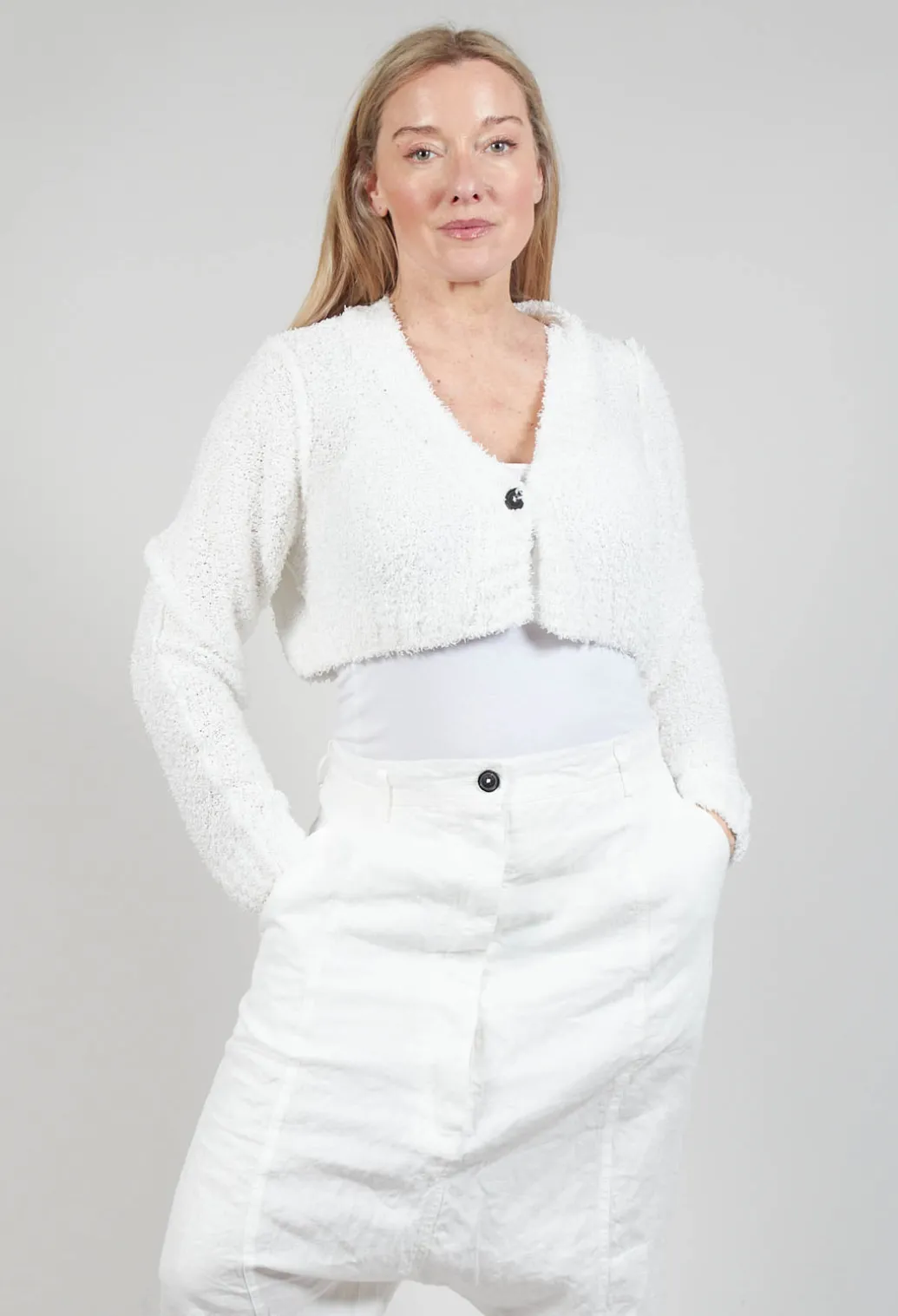Cropped Cardigan in Callas
