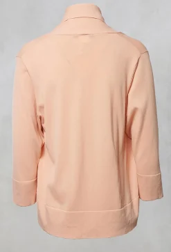Cropped Cardigan with Button in Baby Peach