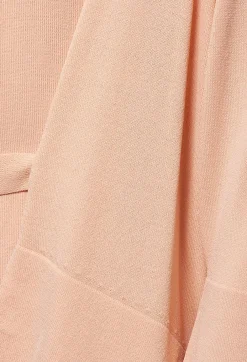 Cropped Cardigan with Button in Baby Peach