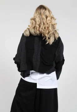 Cropped Cardigan with Contrasting Fabric in Grey
