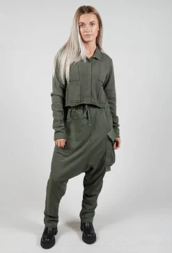 Cropped Cardigan with Patch Pockets in Camp