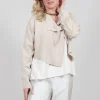 Cropped Cardigan with Pointed Collar in Beige