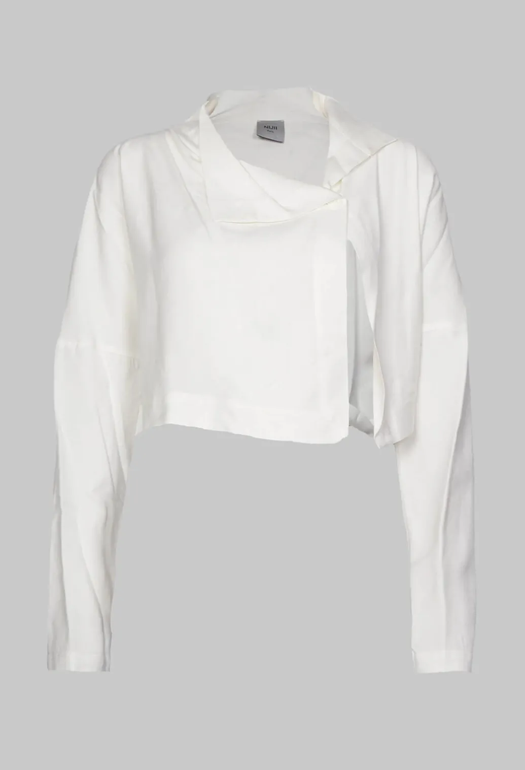 Cropped Cardigan with Pointed Collar in White